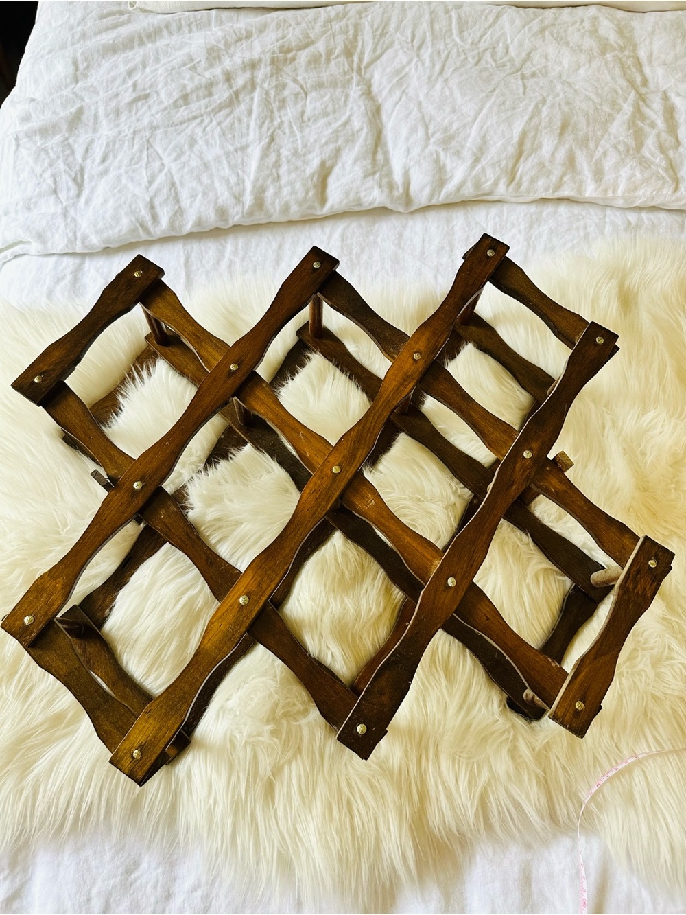 Vintage Wooden‎ Accordion Wine Rack - Brown